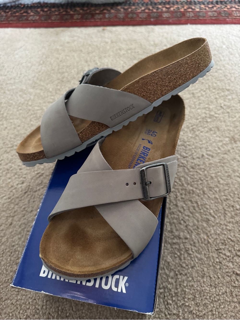 Birkenstock Siena 40 Dove Grey Slide Sandals Narrow NIB